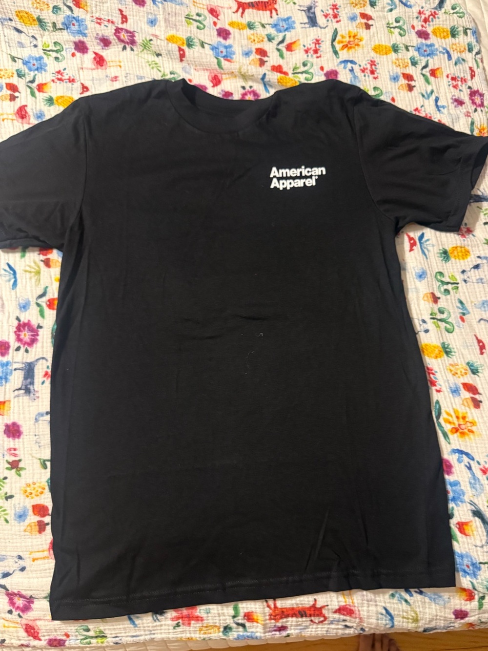 American Apparel Black Crewneck Tee with White Chest Logo